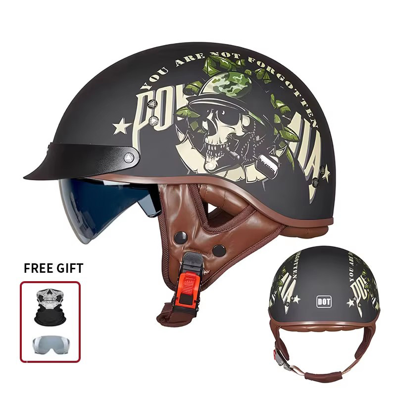Vintage Half Open Face Motorcy - Vintage Open Face Retro Helmet 评论和价格