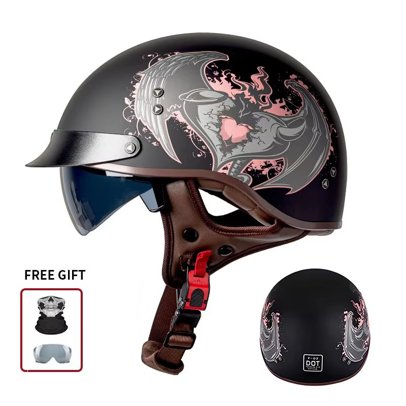 Vintage Half Open Face Motorcy - Vintage Open Face Retro Helmet 评论和价格