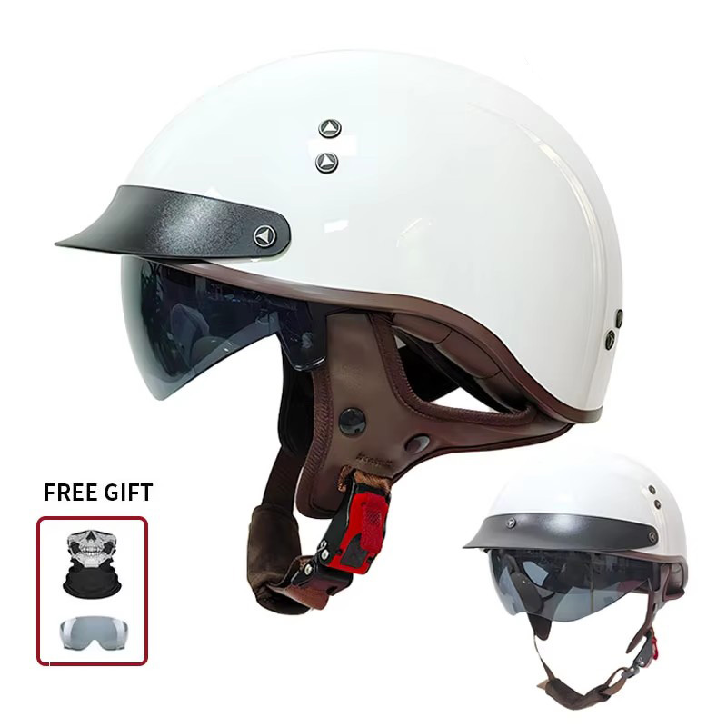 Vintage Half Open Face Motorcy - Vintage Open Face Retro Helmet 评论和价格