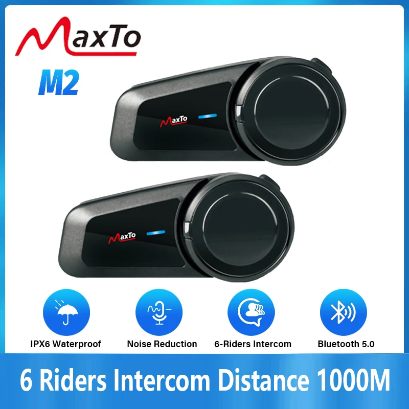 2PCS Maxto M2 Motorcycle Helme - Universal Motorcycle Helmet Intercom Headset 评论和价格