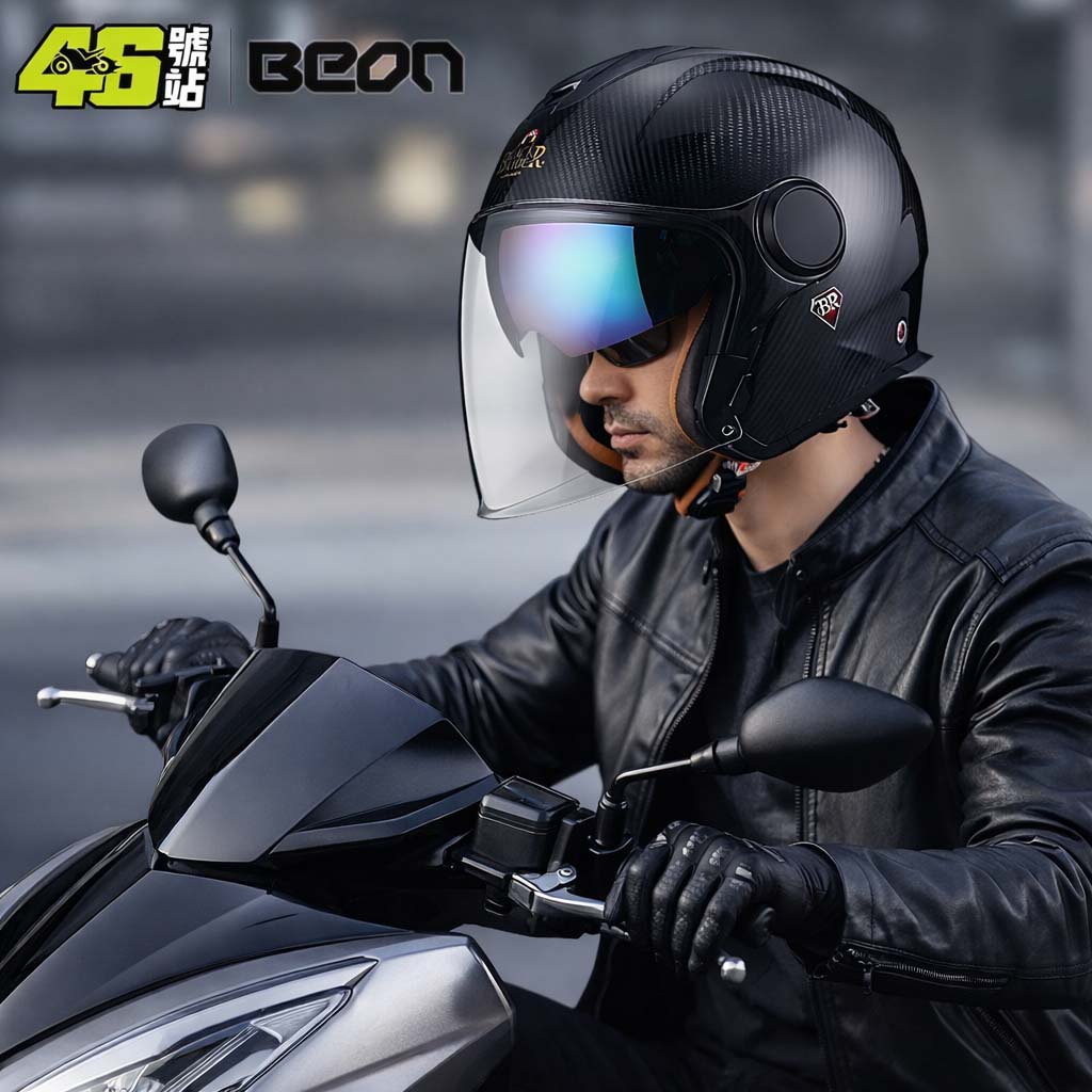 BEON BR23 Carbon Fiber 3/4 Ope - Carbon Fiber Lightweight Motorcycle Helmet 评论和价格
