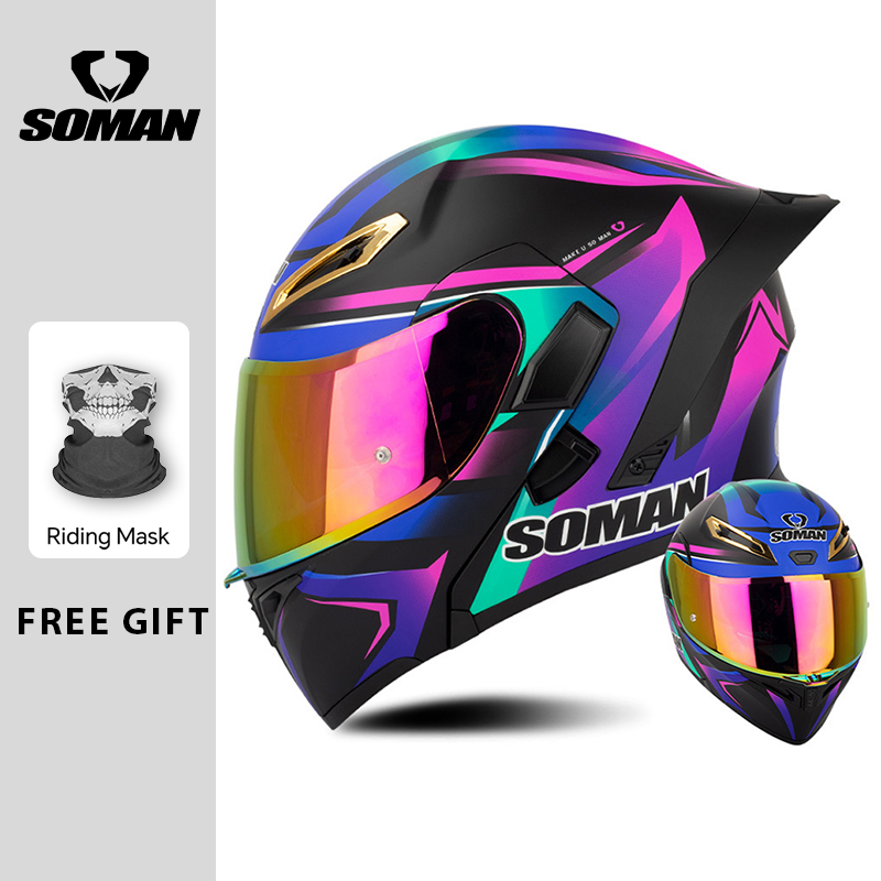 Unisex DOT Approved Dual Visor - Dual Visor Motorcycle Racing Helmet 评论和价格